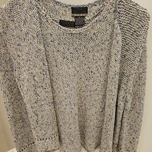 Sigrid Olsen Blue and Cream Stitched Sweater & Tank Set BEAUTIFUL
